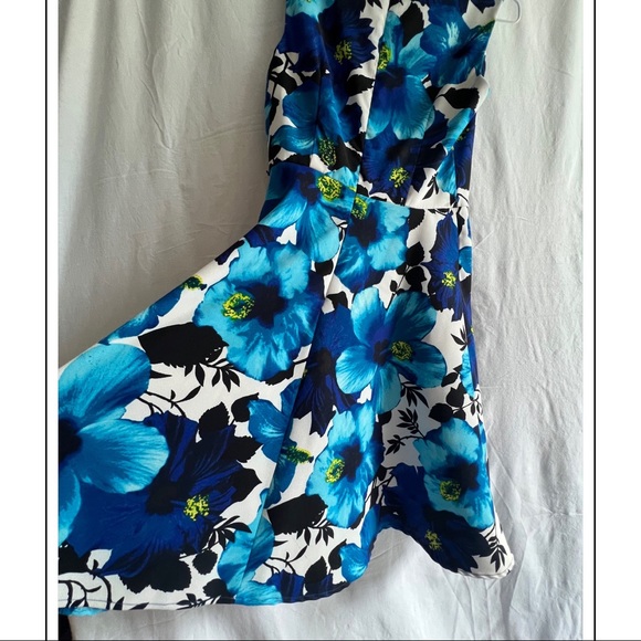 AB Studio Strapless Royal Blue and Black Floral Dress - Picture 7 of 7